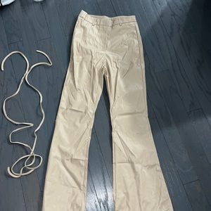 Beige leather pants